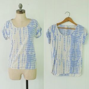 Olive & Oak Tie Dye Tee | Blue and White Shirt XS
